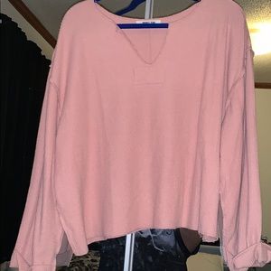 Pink Long Sleeve Corded Top! Size Medium